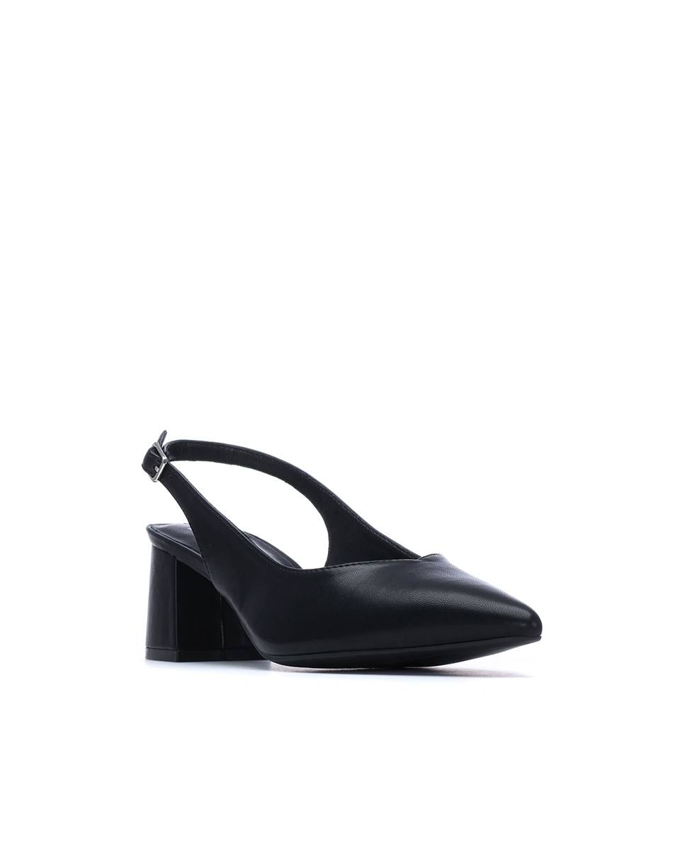 Sapatos de Salto com o Calcanhar Aberto Preto-2