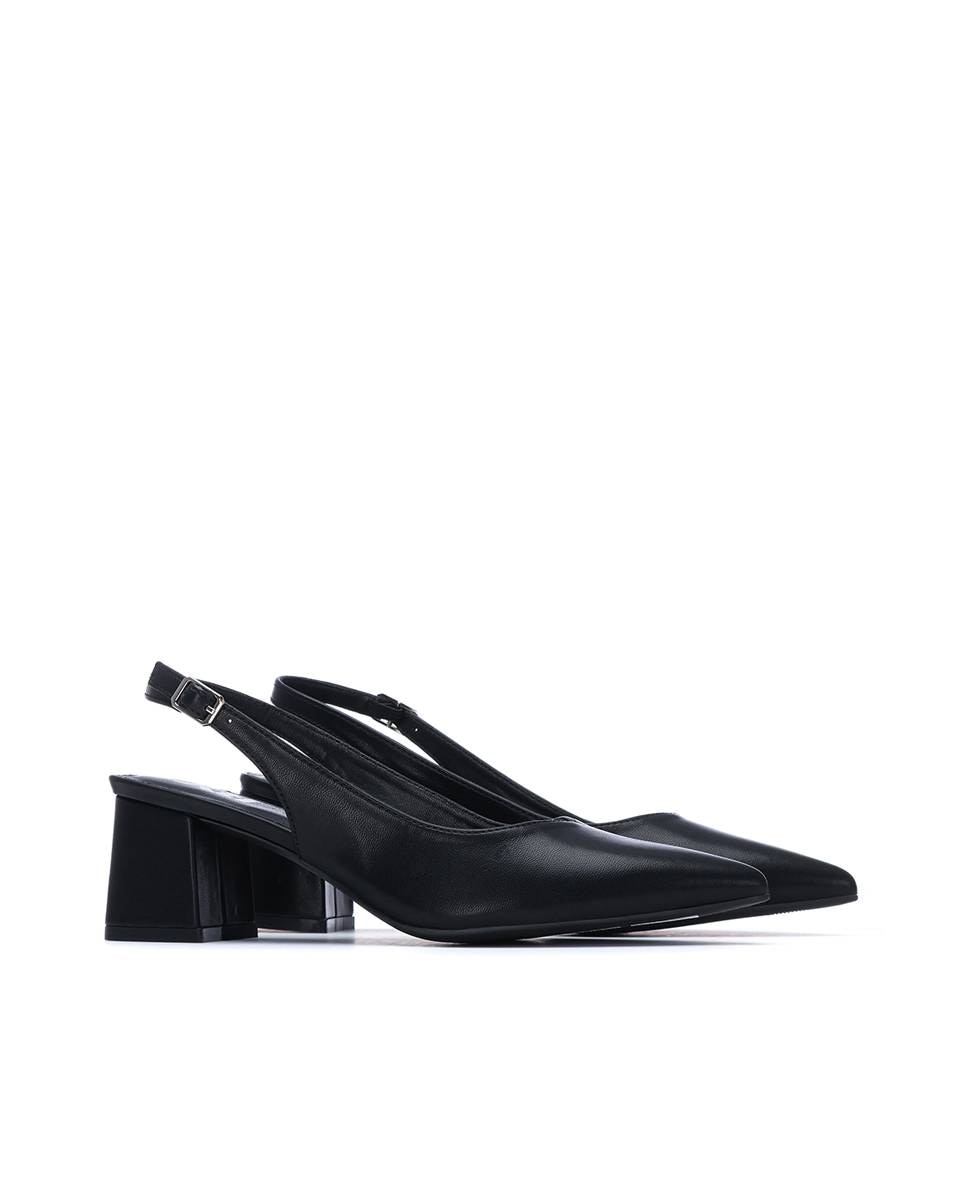 Sapatos de Salto com o Calcanhar Aberto Preto-4