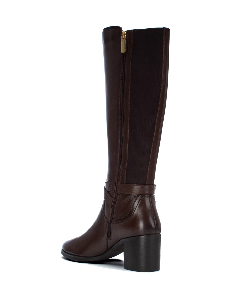 Botas com Fecho Zip de Pele Castanho-3