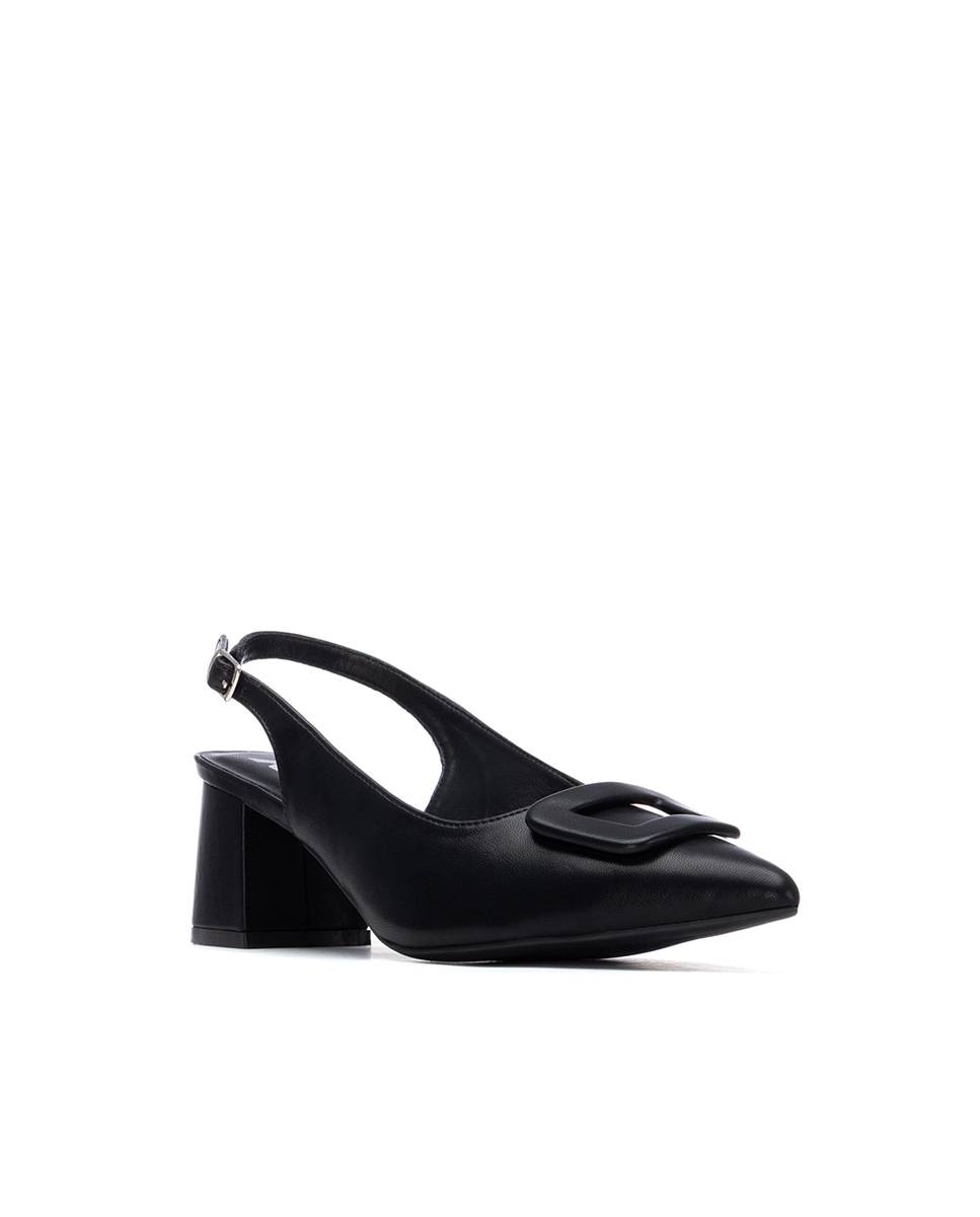 Sapatos de Salto com o Calcanhar Aberto Preto-2