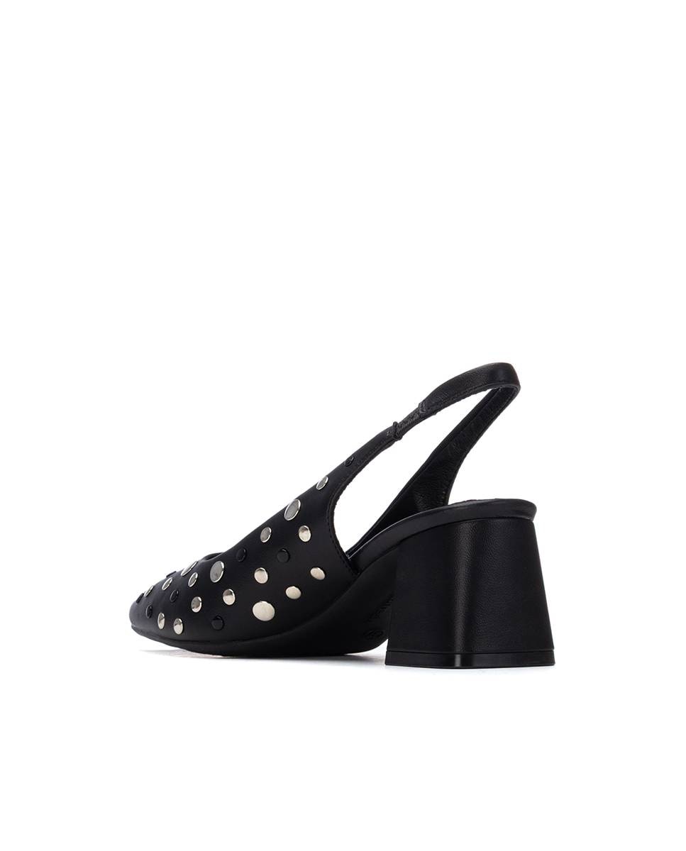Sapatos de Salto com Tacão Largo e Tachas Preto-3