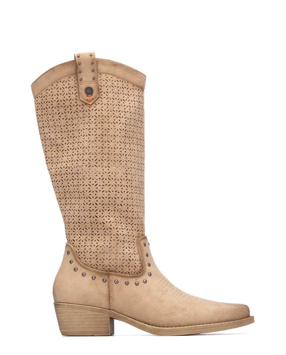 Botas Básicas Estilo Cowboy Bege-1
