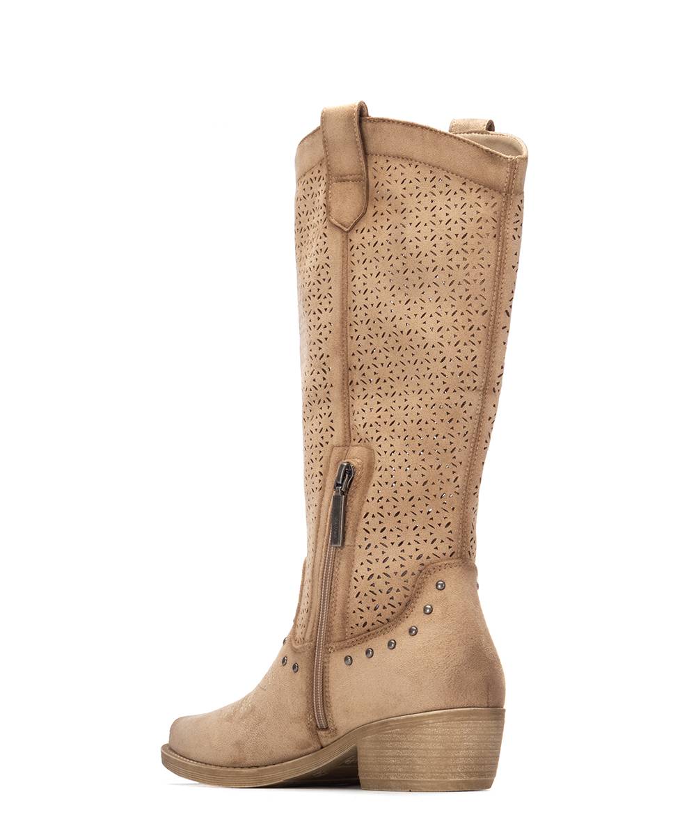 Botas Básicas Estilo Cowboy Bege-3