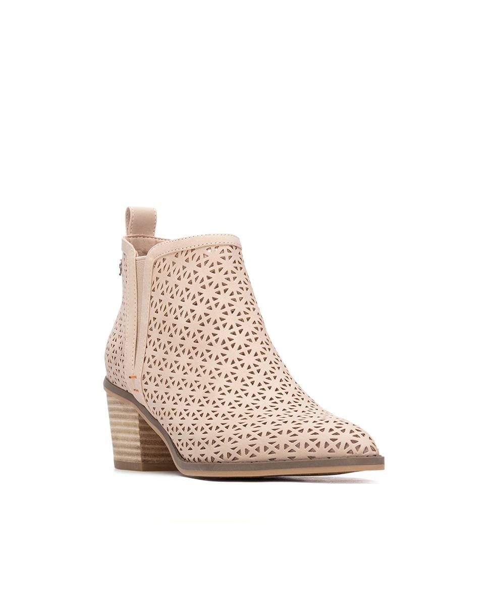 Botins Básicos com Tacão Estilo Cowboy Nude-2
