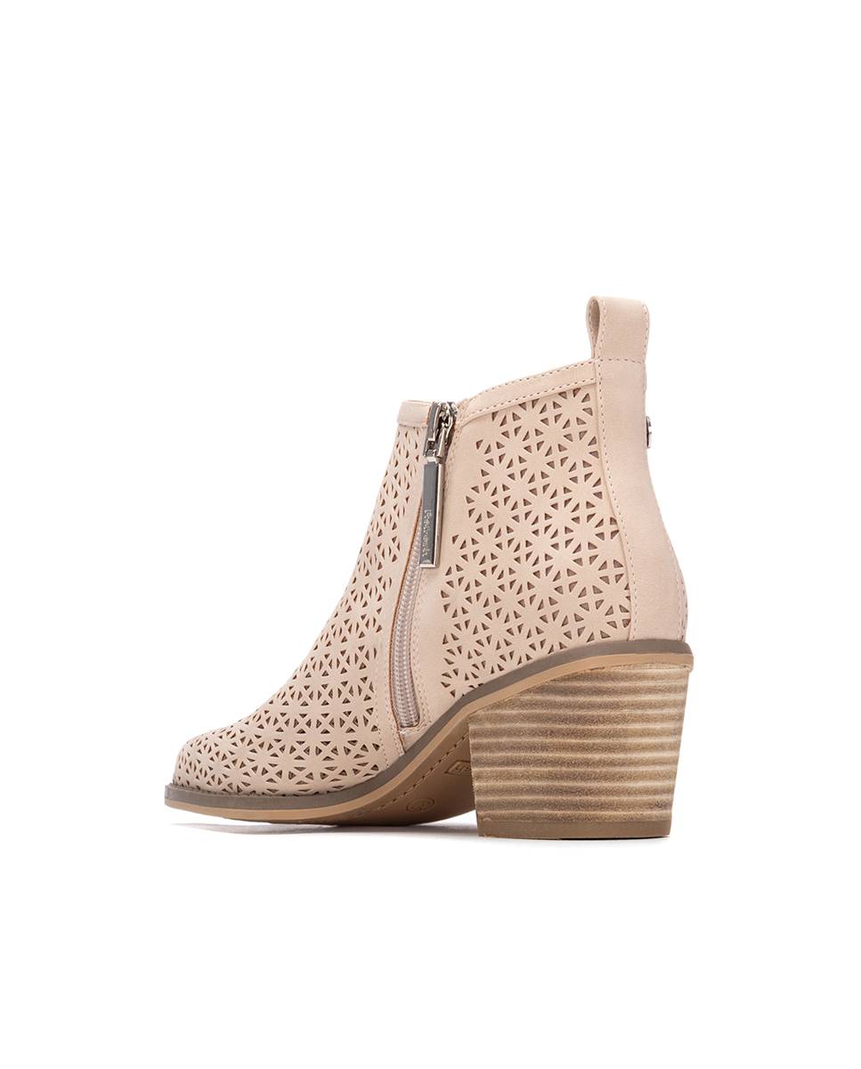 Botins Básicos com Tacão Estilo Cowboy Nude-3