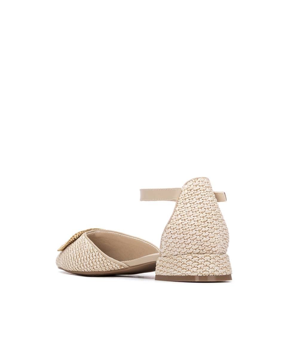 Sapatos Rasos com Fecho de Fivela Bege-3