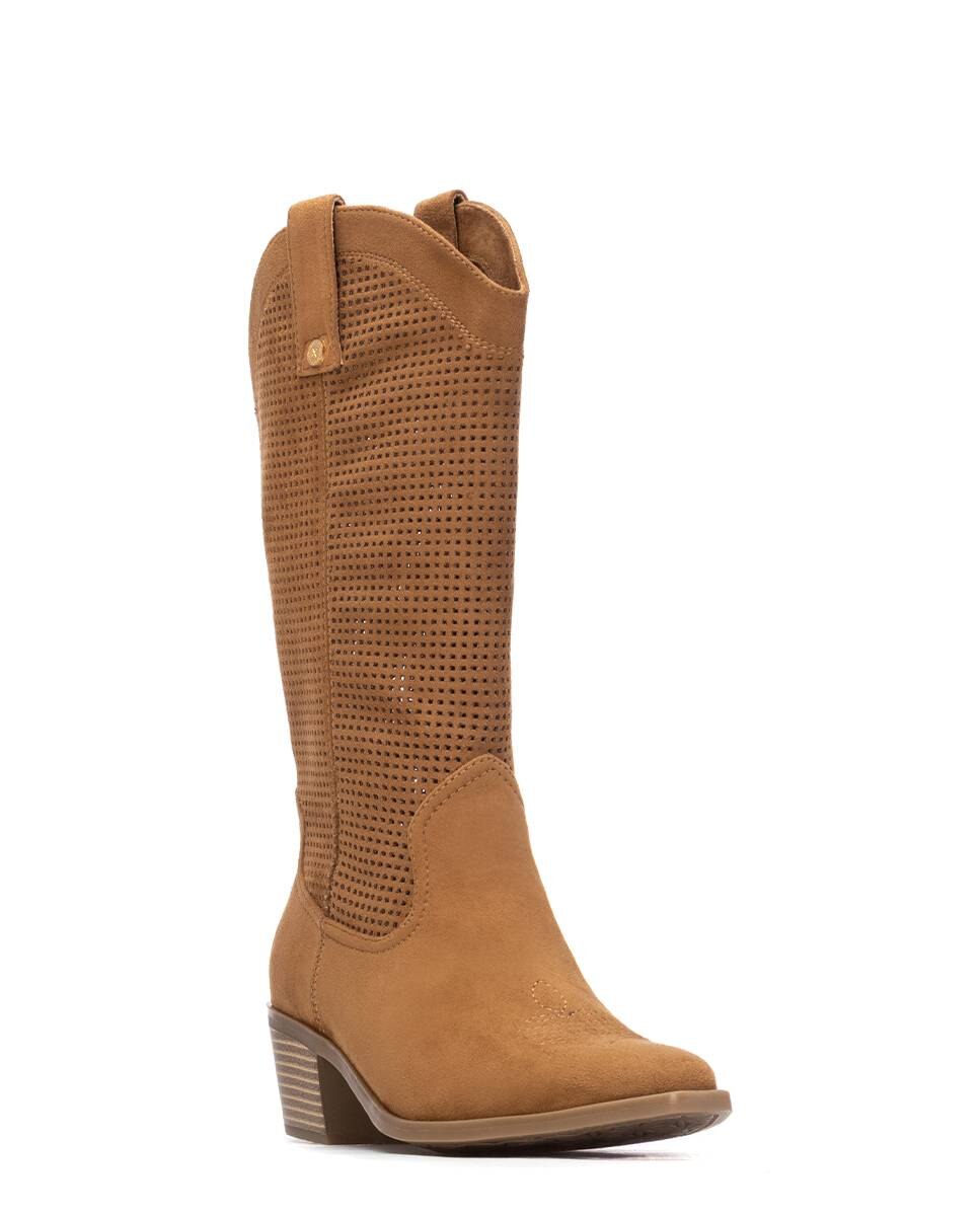 Botas Básicas Cowboy de Verão Perfuradas Camel-2