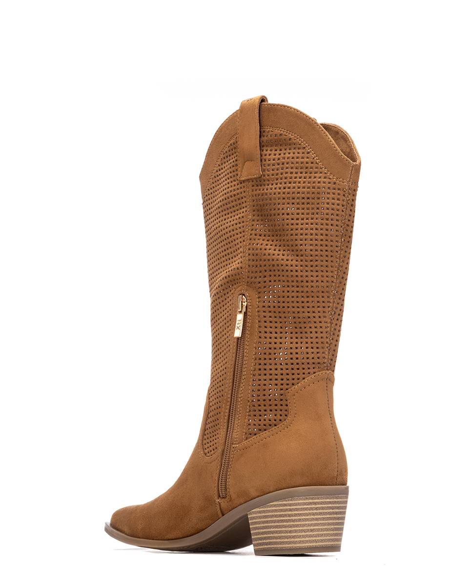 Botas Básicas Cowboy de Verão Perfuradas Camel-3