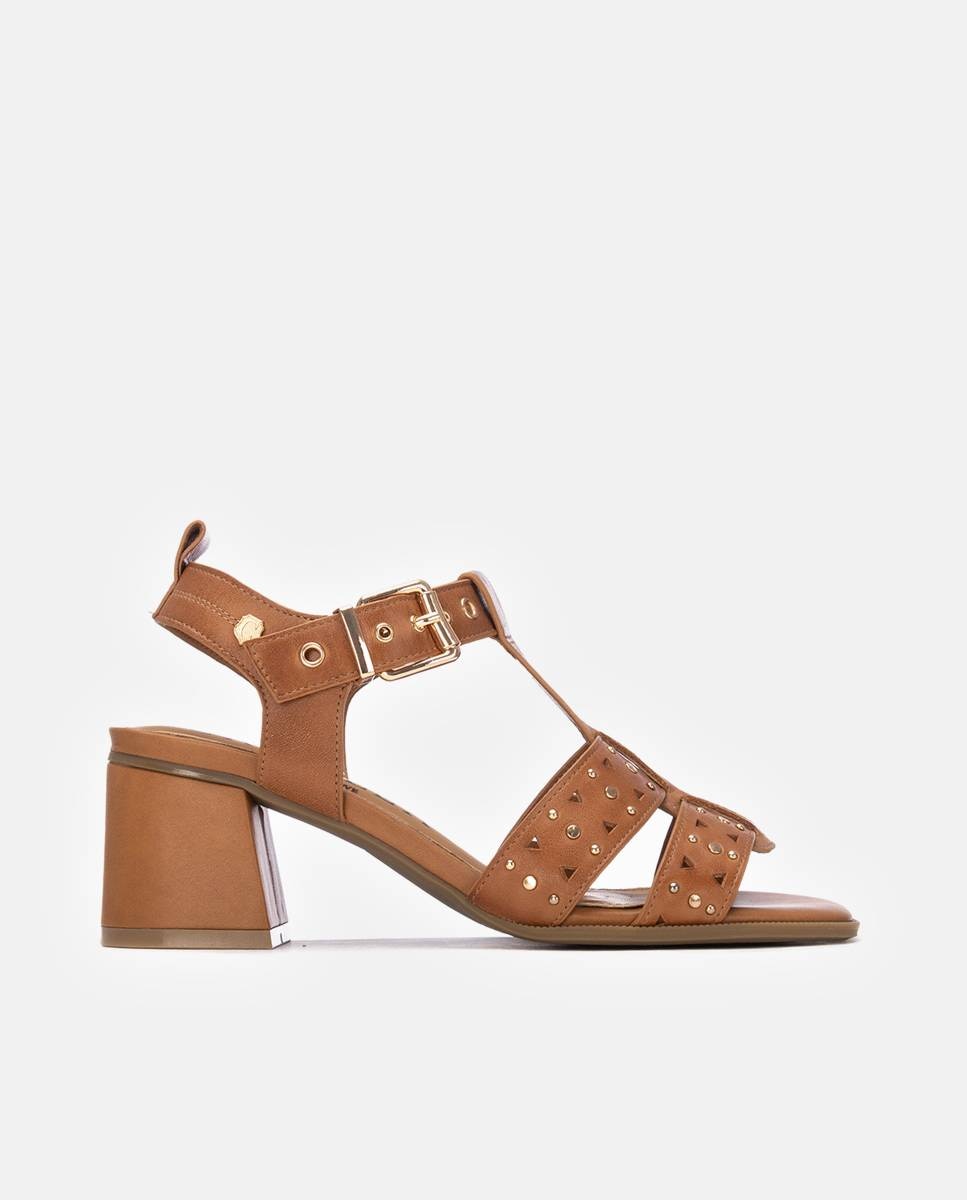 Sandálias em Pele Camel-1