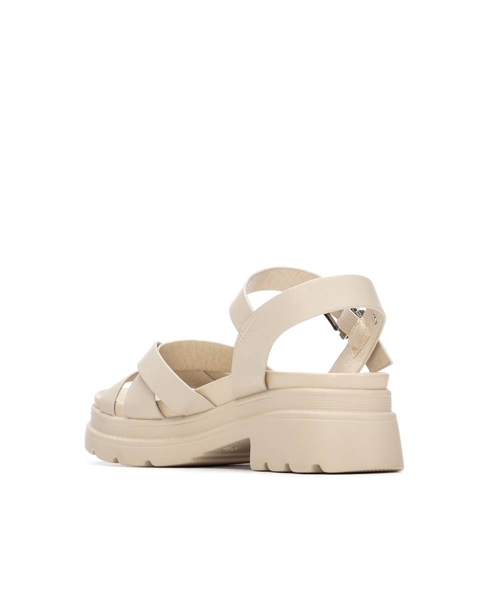 Sandálias de Salto com Fecho de Fivela Branco-3