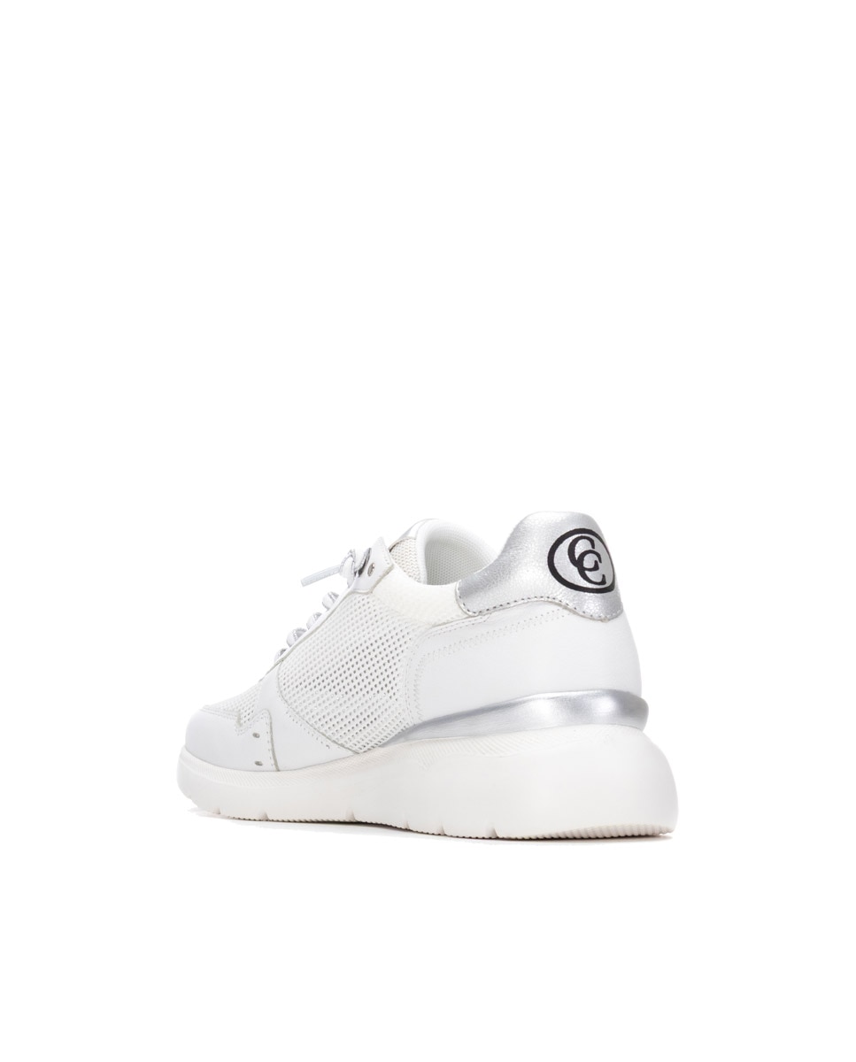 Sapatilhas Básicas de Pele com Atacadores Branco-3