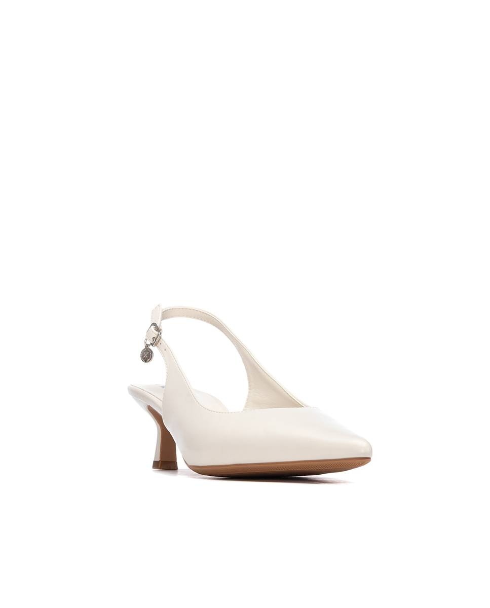 Sapatos de Salto com o Calcanhar Aberto Branco-2