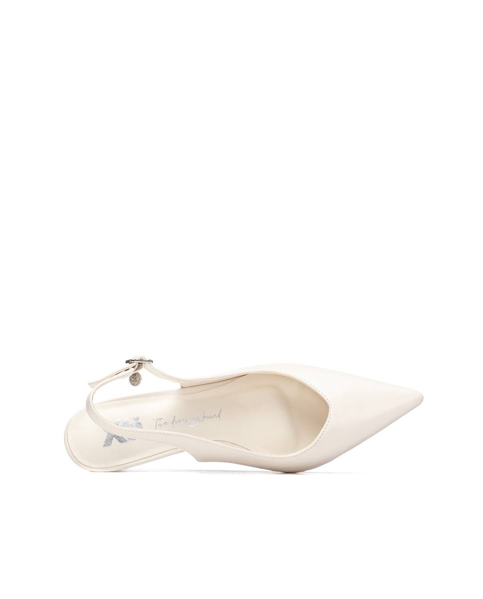 Sapatos de Salto com o Calcanhar Aberto Branco-5
