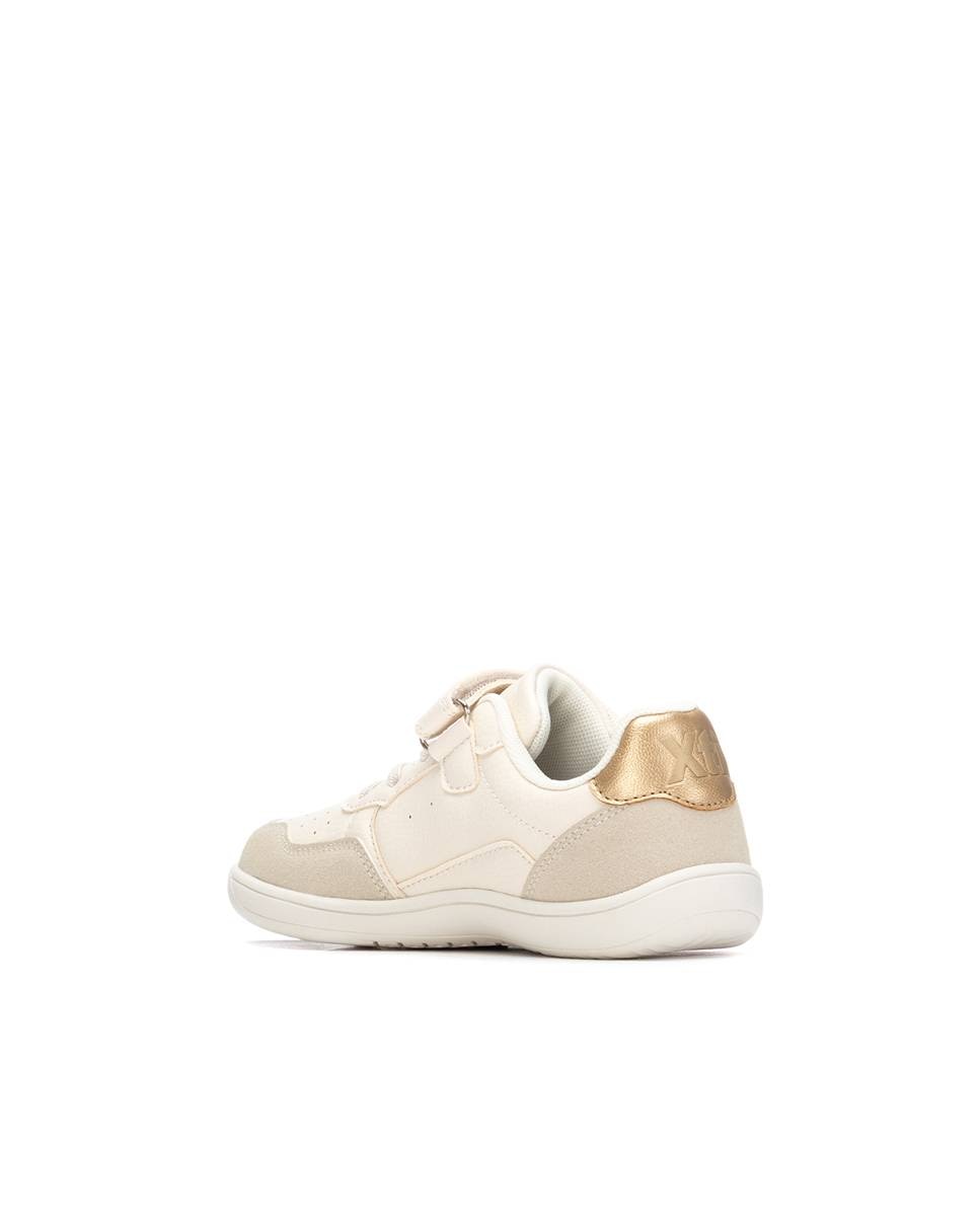 Sapatilhas Infantil com Velcro e Sola de Borracha Bege-3