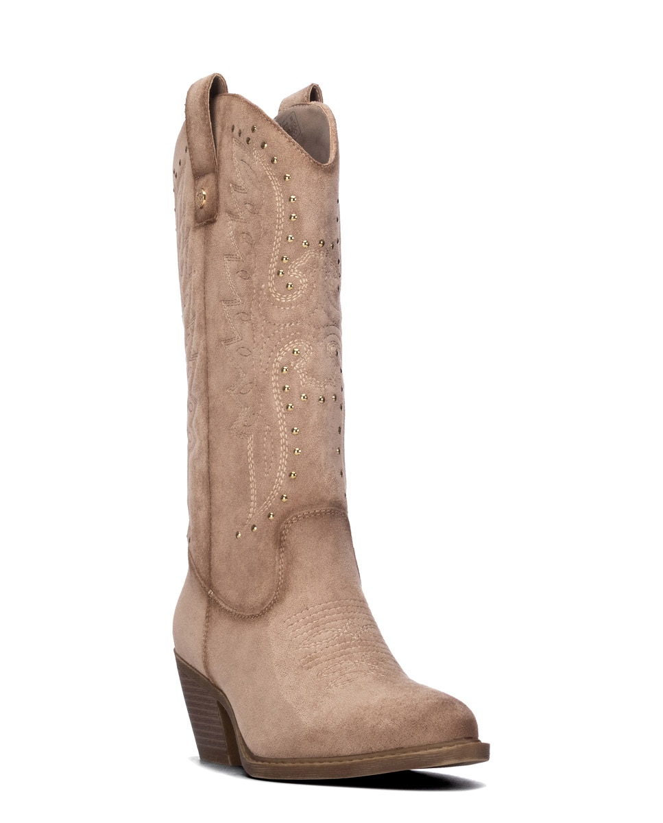 Bota Cowboy com Tacão Bege-2
