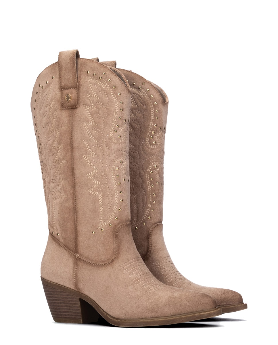 Bota Cowboy com Tacão Bege-4