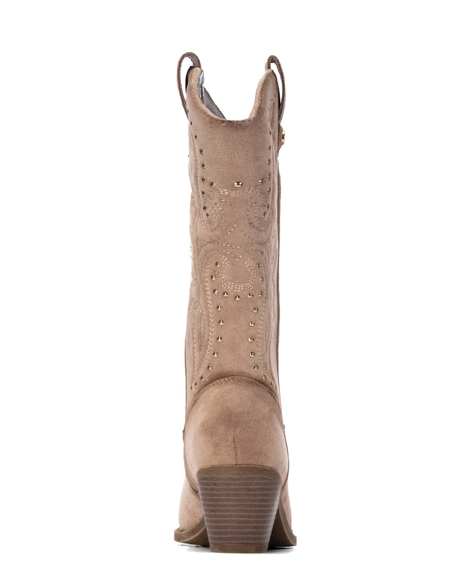 Bota Cowboy com Tacão Bege-5