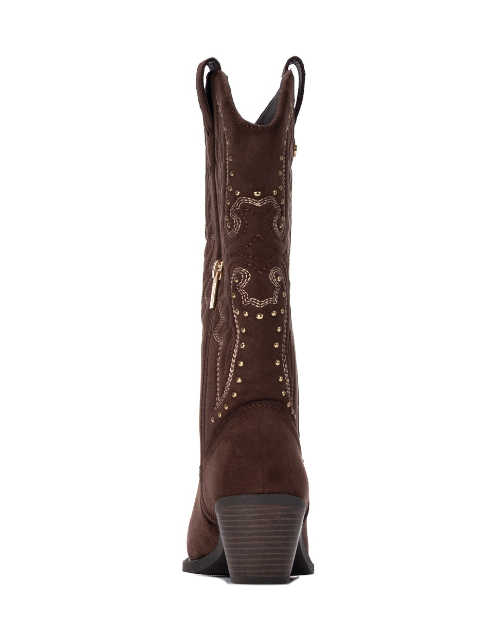 Bota Cowboy com Tacão Castanho-4