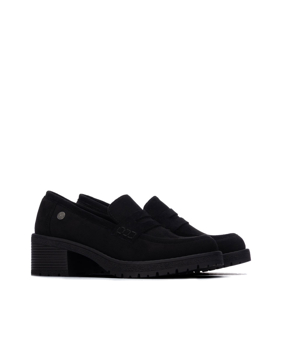 Mocassins com Salto Largo Preto-4