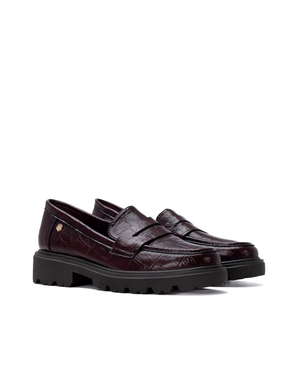 Mocassins de Pele Bordeaux-4