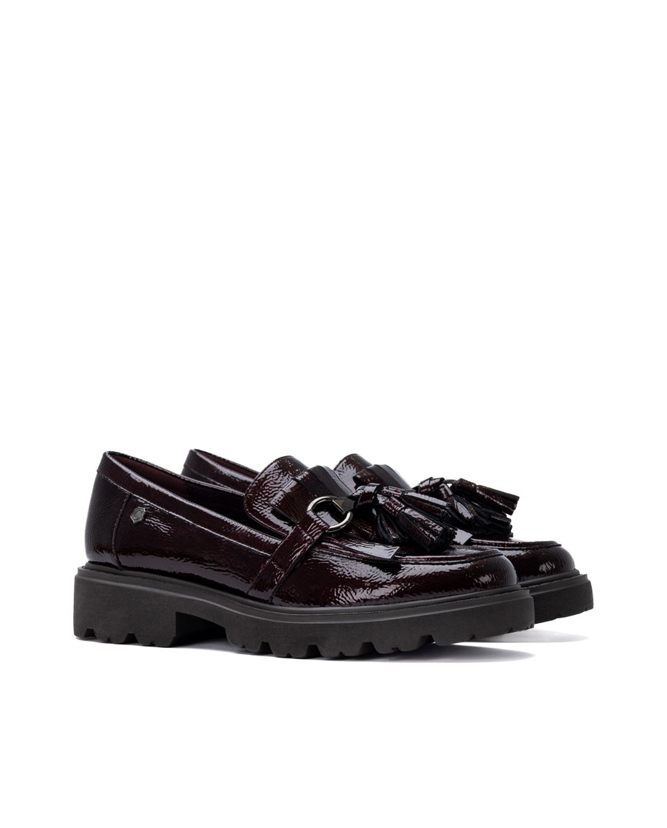 Mocassins de Pele Bordeaux-4