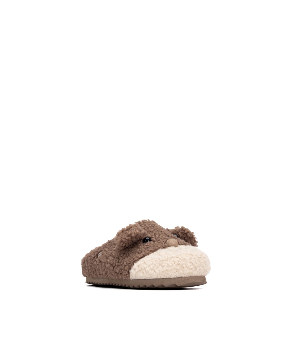 Pantufas de Pelo de Ovelha Infantil Bege-2