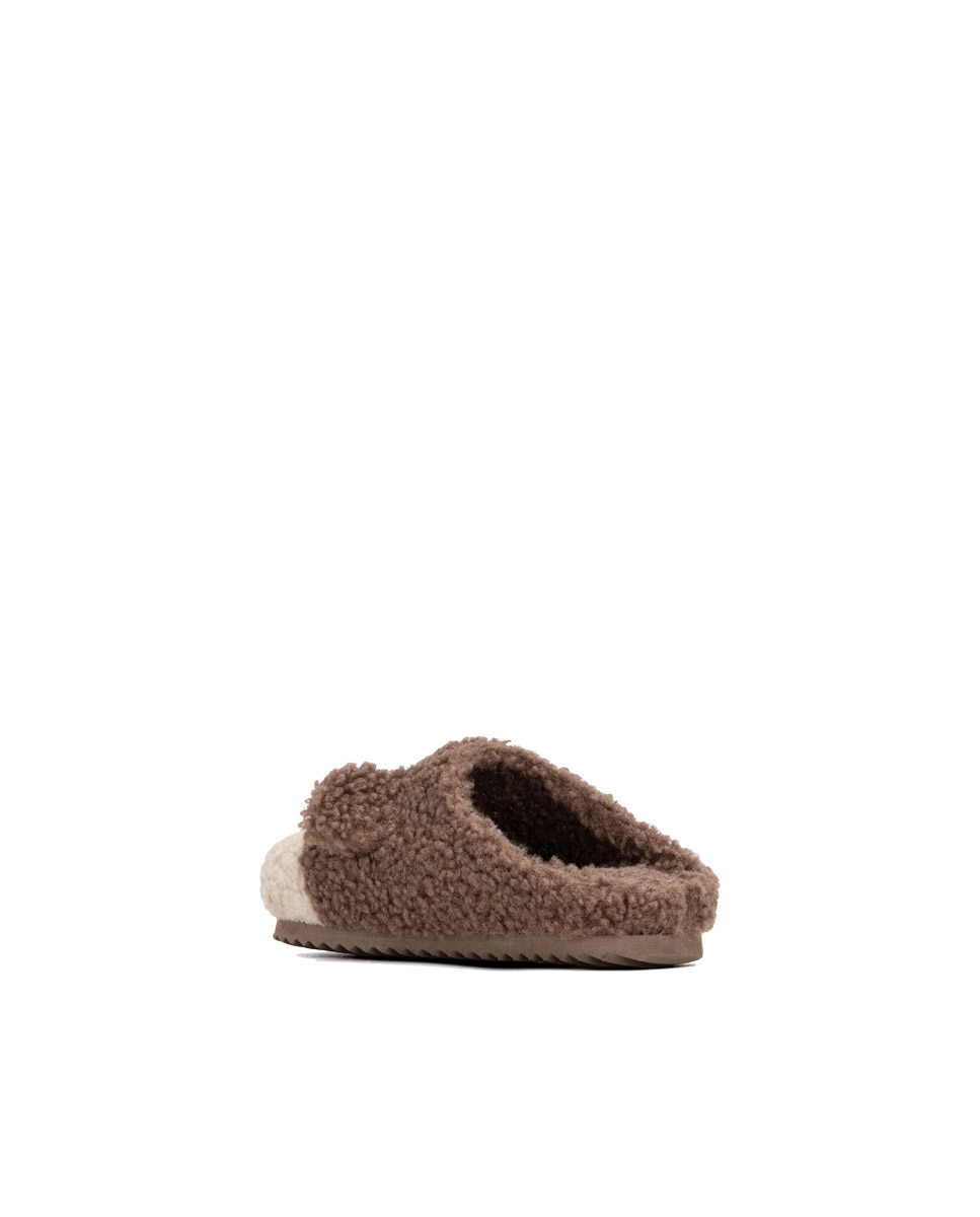Pantufas de Pelo de Ovelha Infantil Bege-3