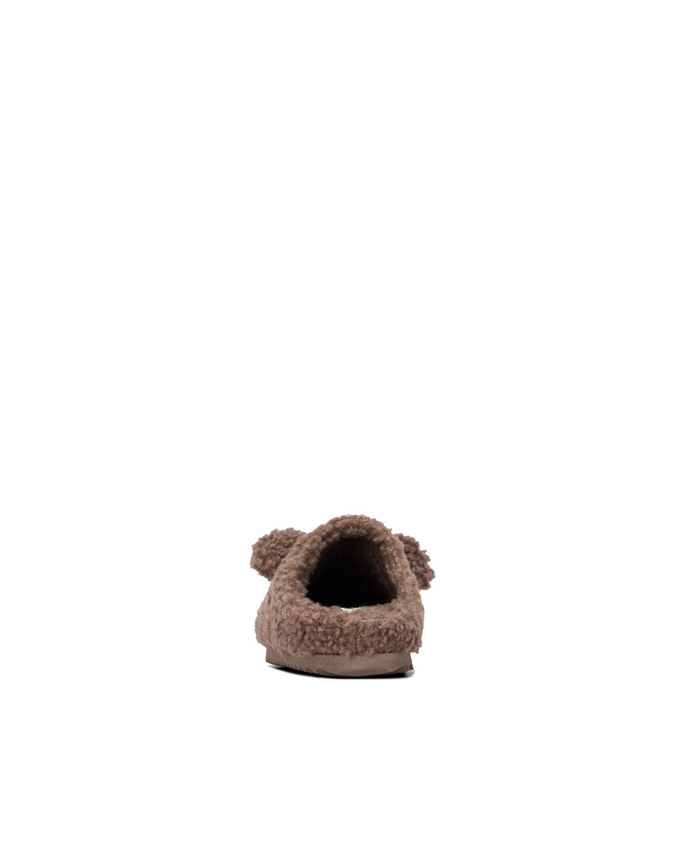 Pantufas de Pelo de Ovelha Infantil Bege-4
