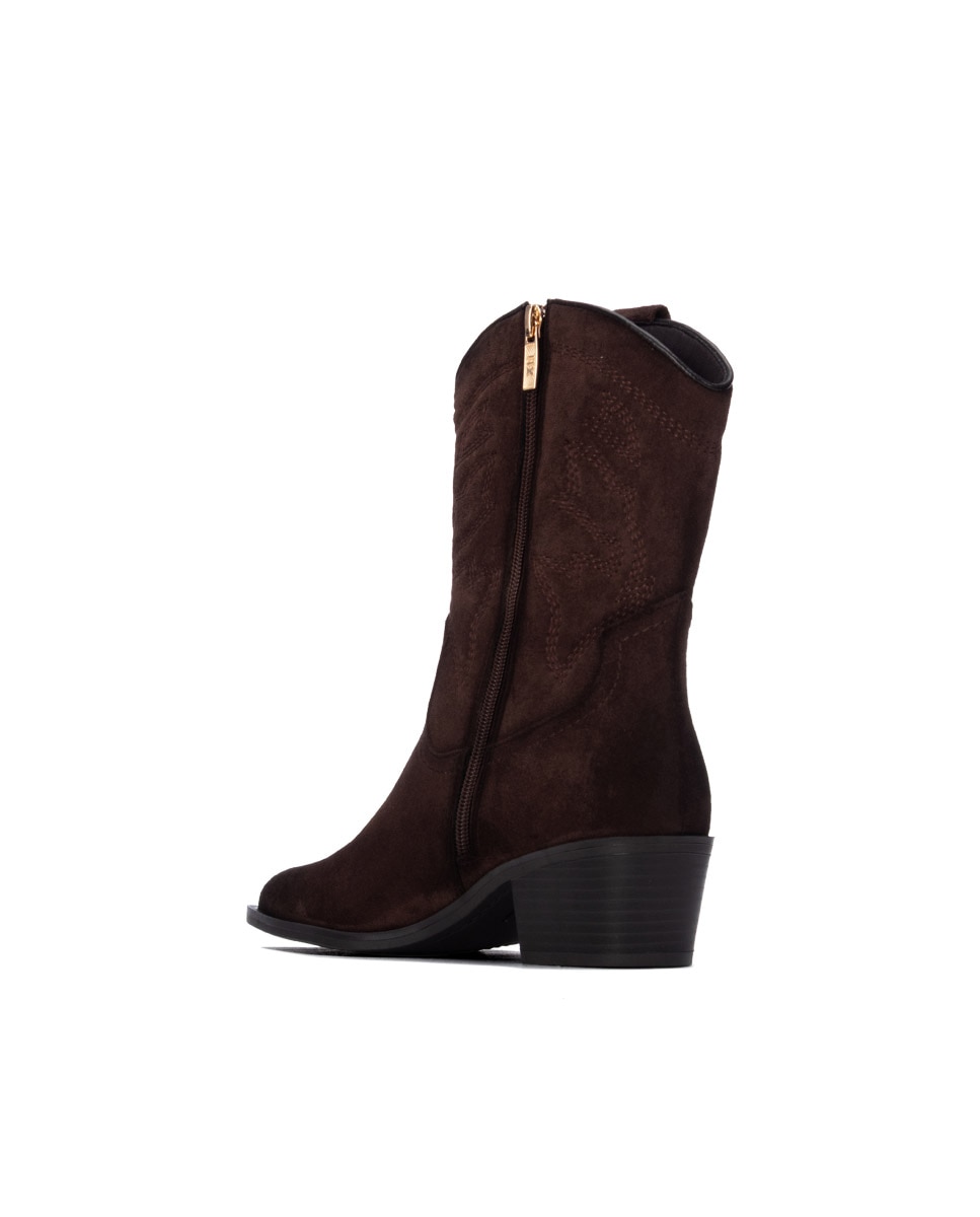 Botins Cowboy com Tacão Castanho-3