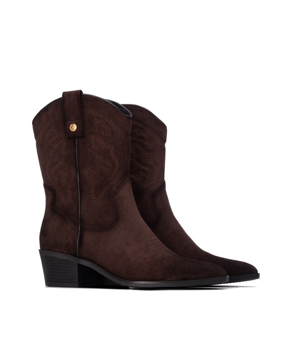 Botins Cowboy com Tacão Castanho-4