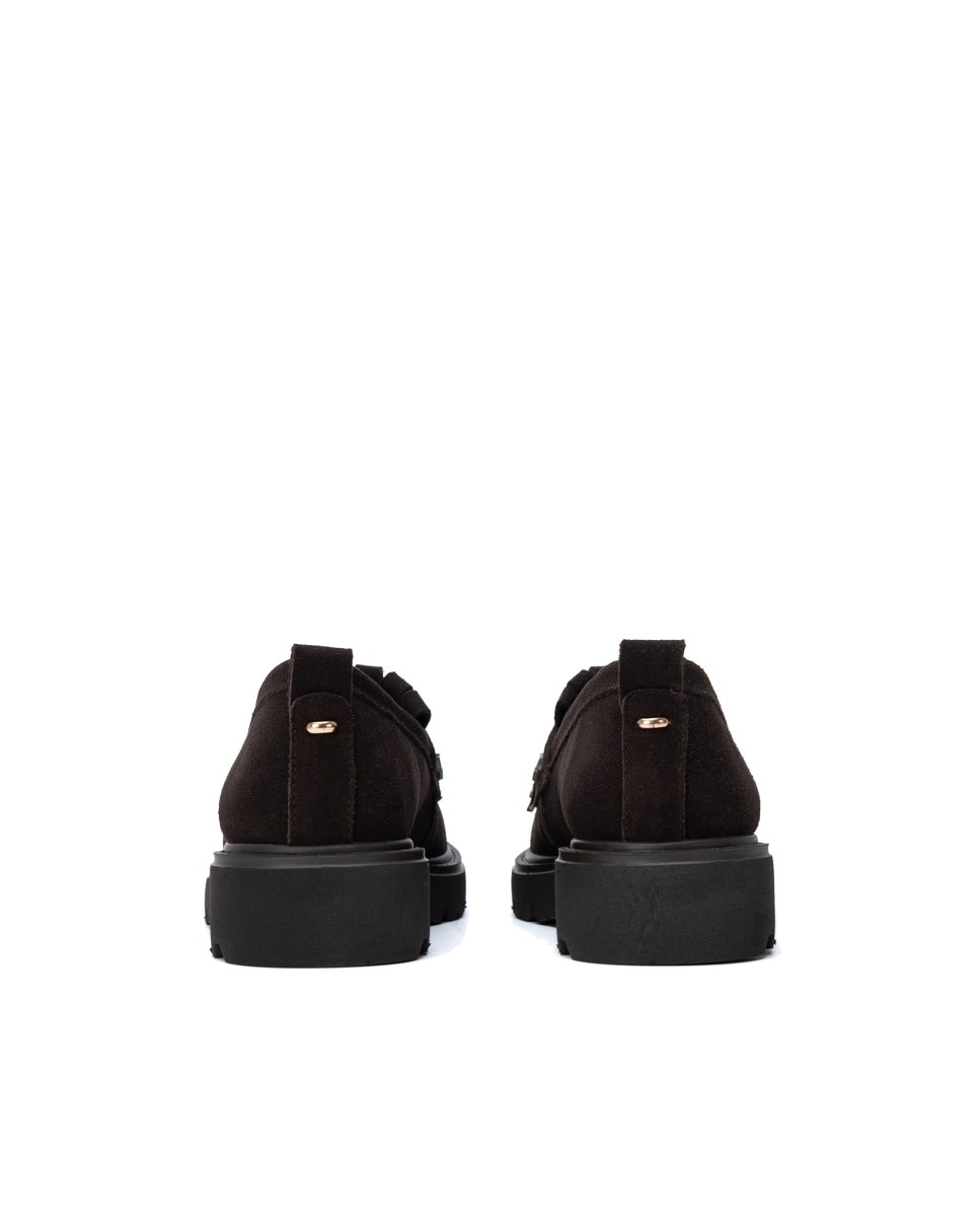Mocassins Rasos de Pele Castanho-5
