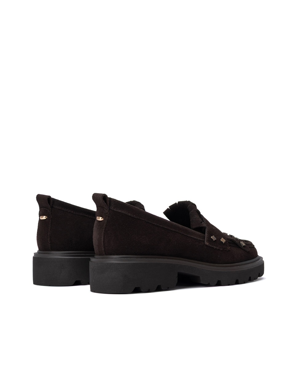 Mocassins Rasos de Pele Castanho-7