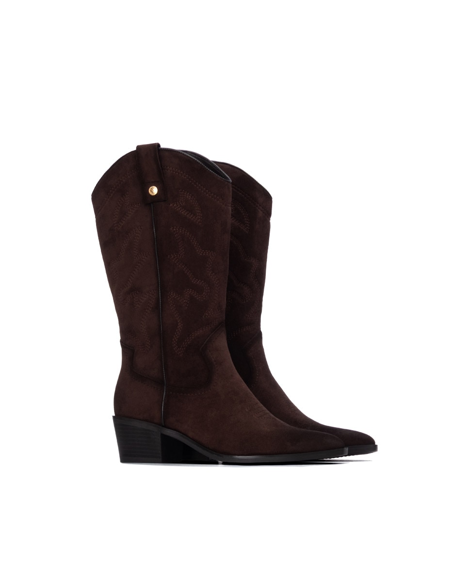 Botas Cowboy de Camurcina Castanho-4