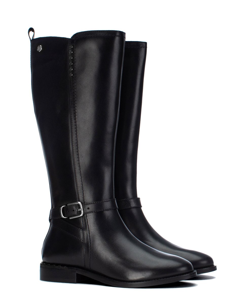 Botas com Fecho Zip de Pele Preto-4