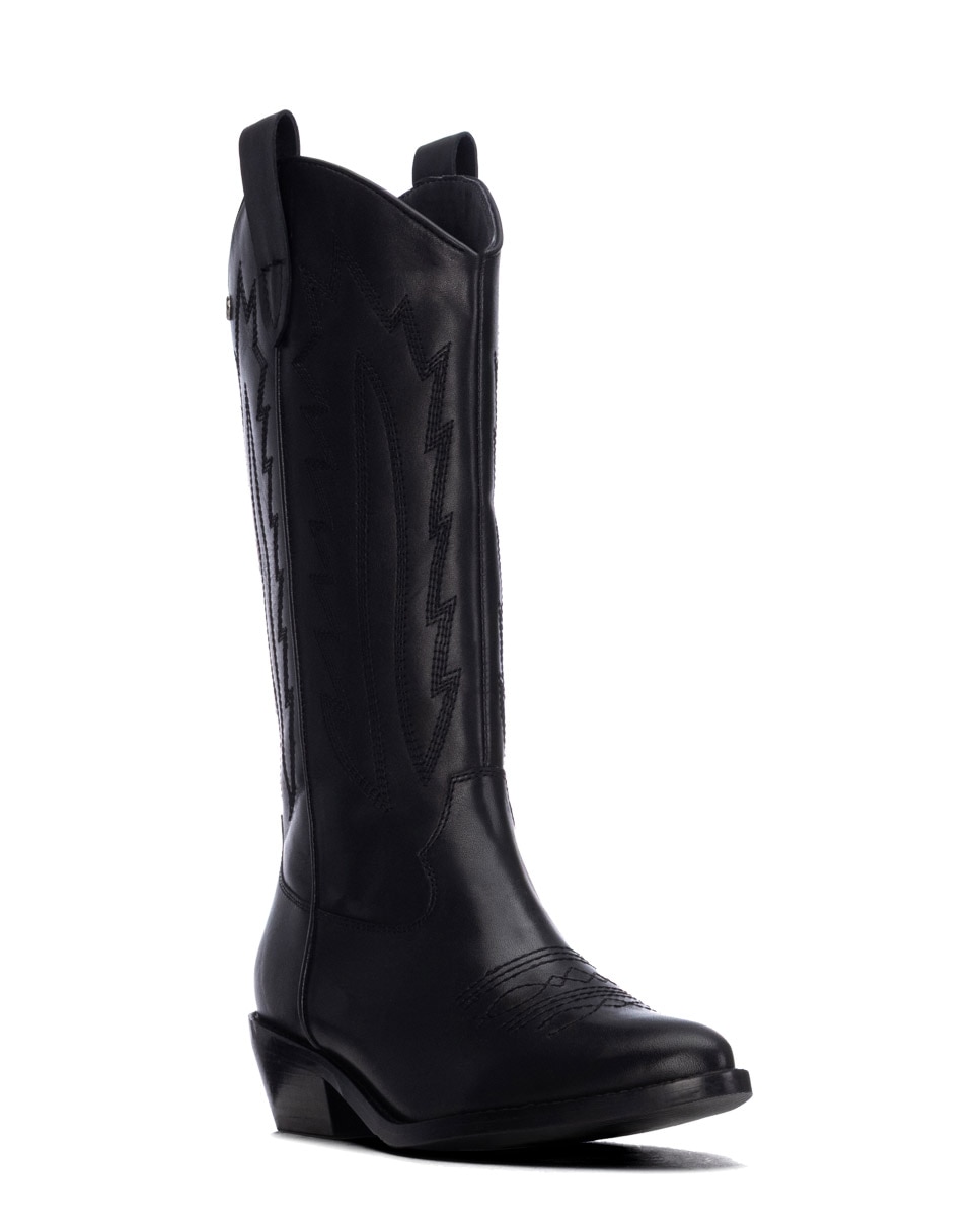Botas com Fecho Zip de Pele Preto-2