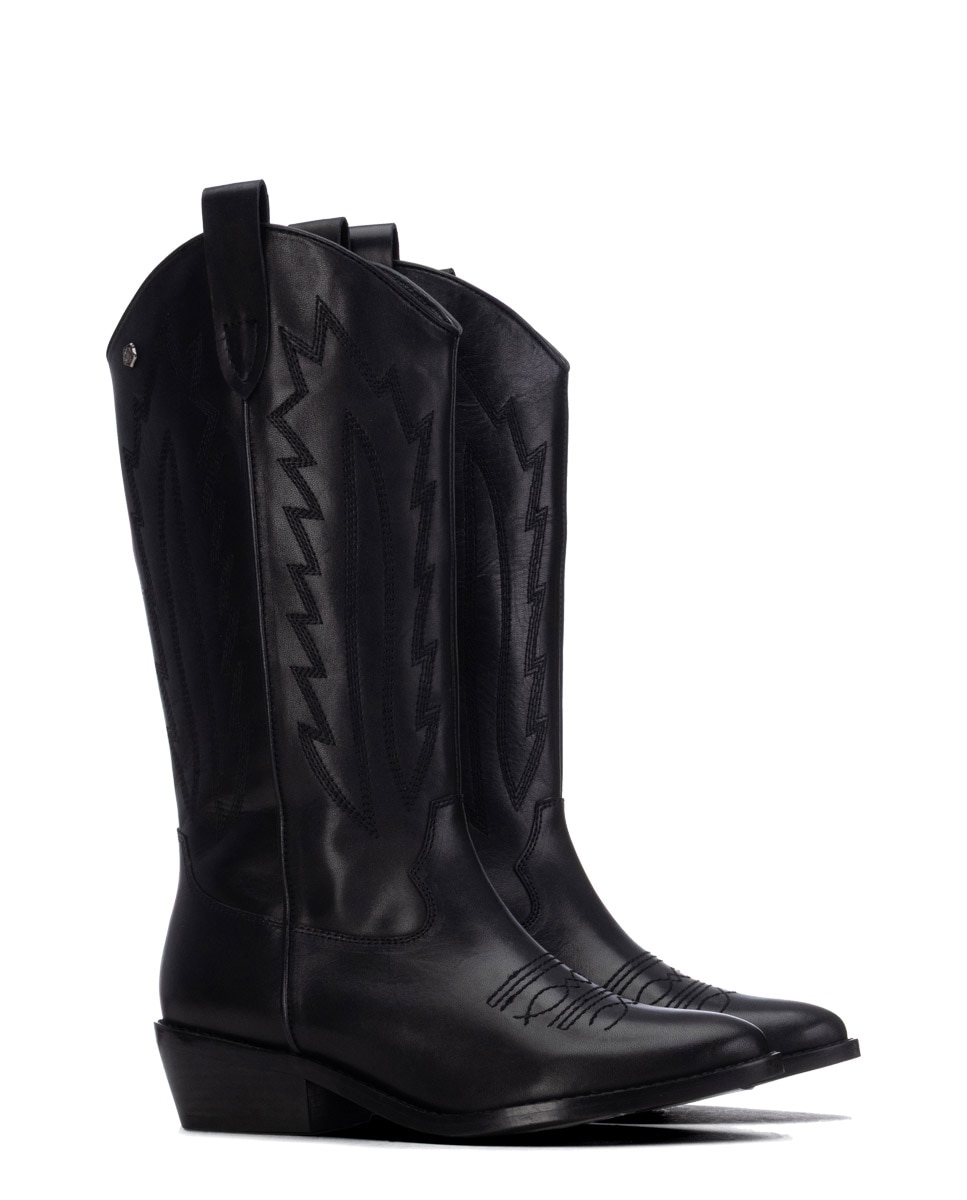 Botas com Fecho Zip de Pele Preto-4