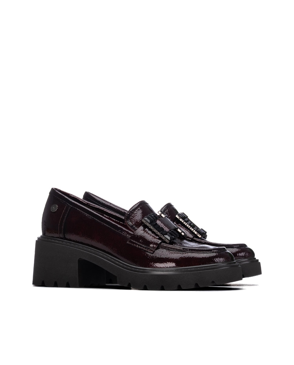 Mocassins com Fivela Bordeaux-4
