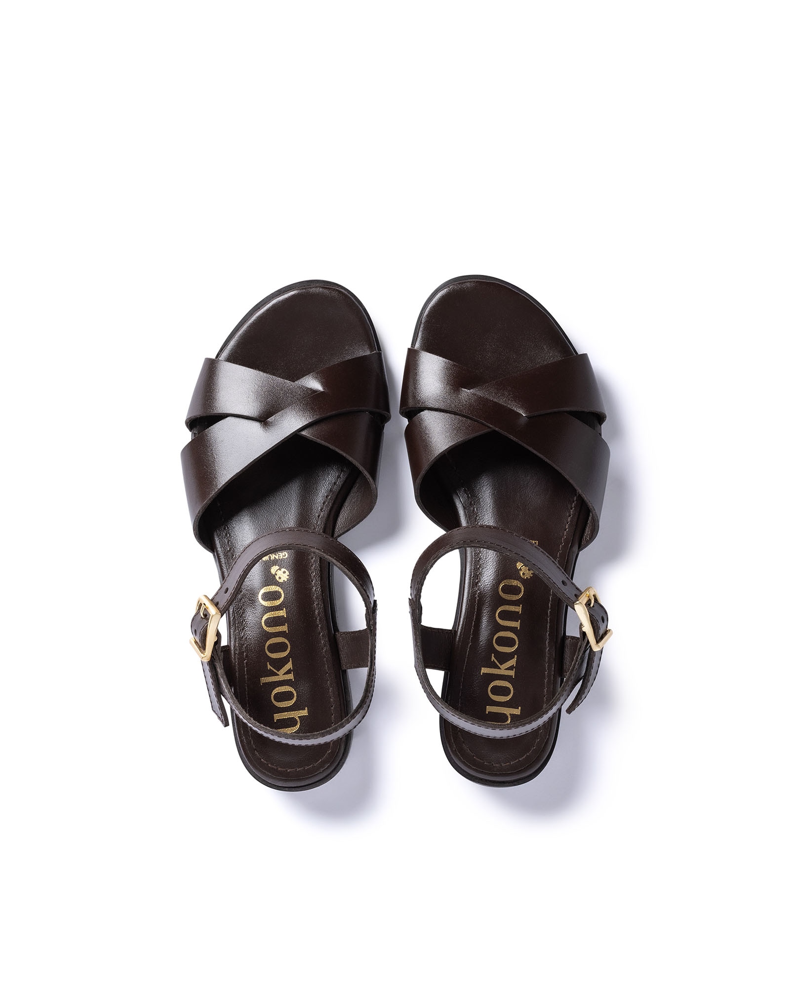 Sandálias Rasas de Pele Castanho-escuro-5