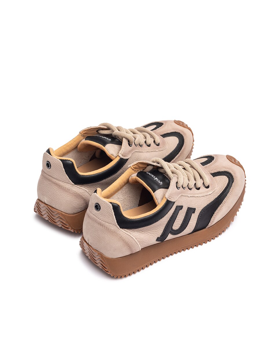 Sapatilhas de Pele Bege-4