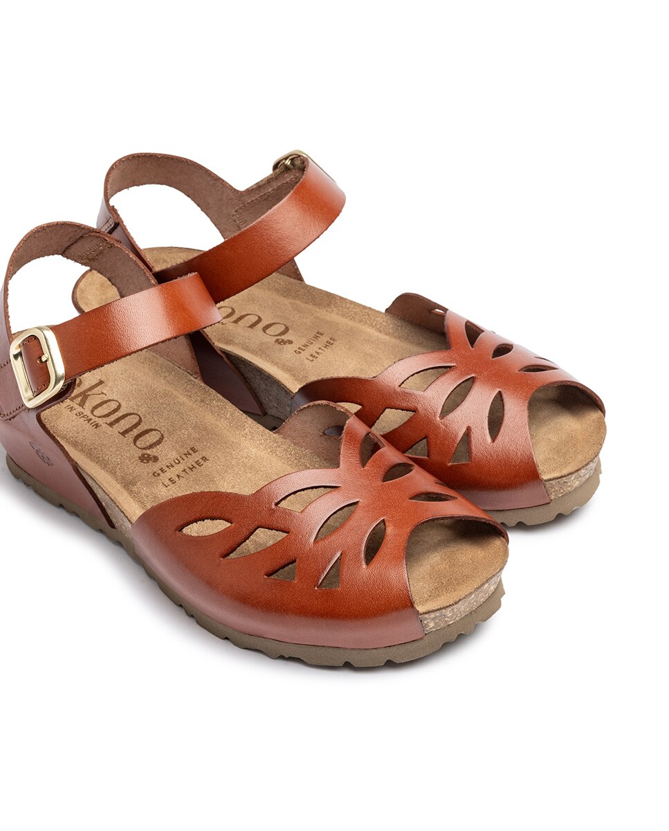 Sandálias de Cunha em Pele Castanho-6