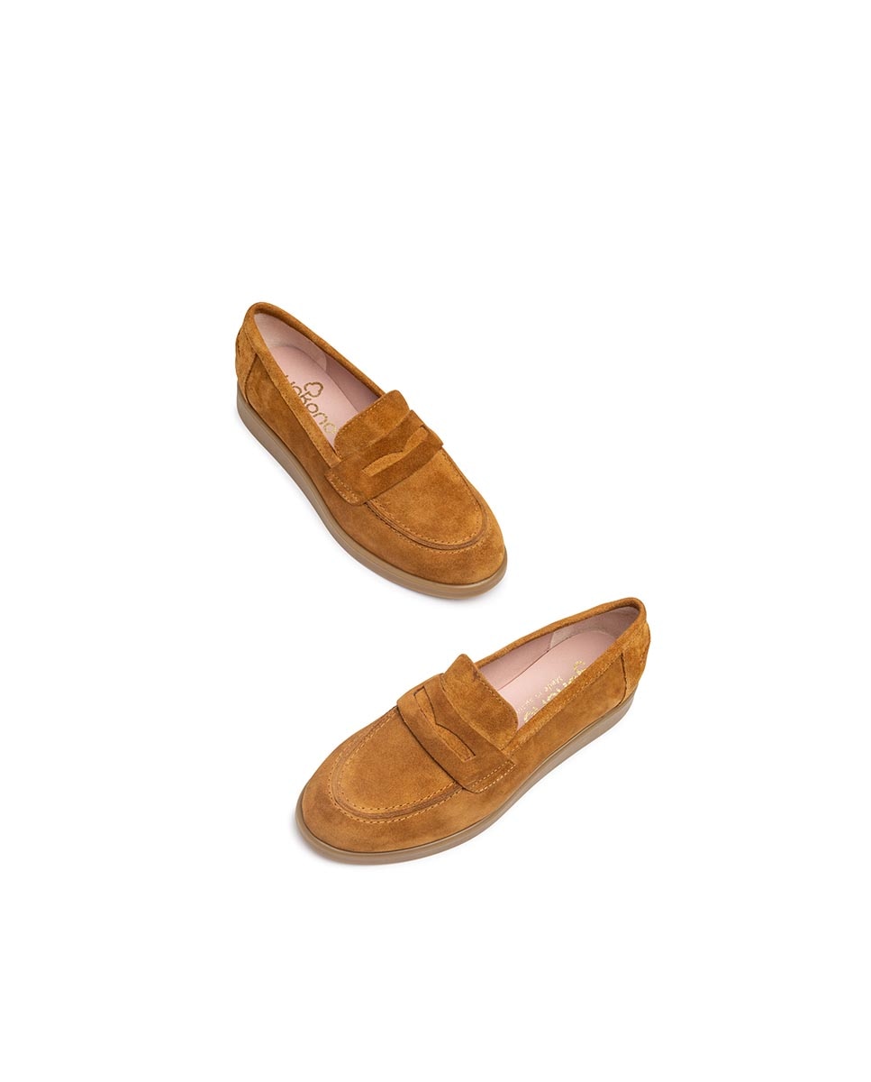 Mocassins de Pele com Travessão Castanho-5