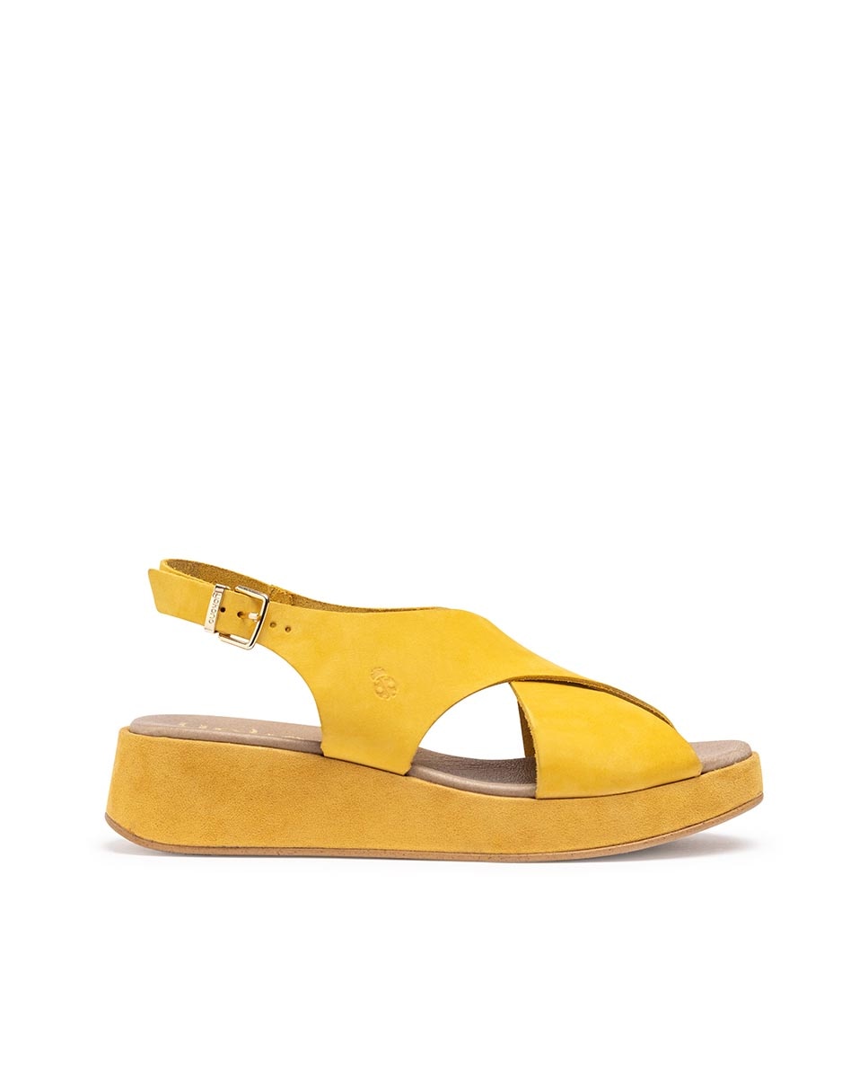 Sandálias de Plataforma em Pele Amarelo-1