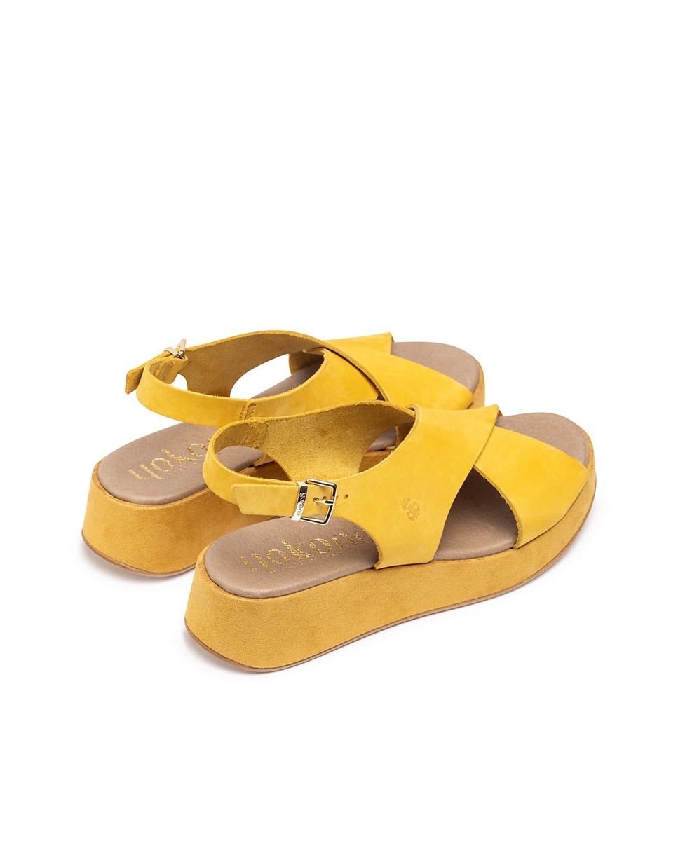 Sandálias de Plataforma em Pele Amarelo-2