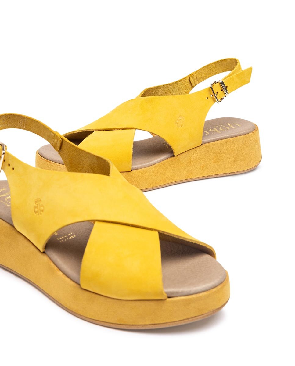 Sandálias de Plataforma em Pele Amarelo-6