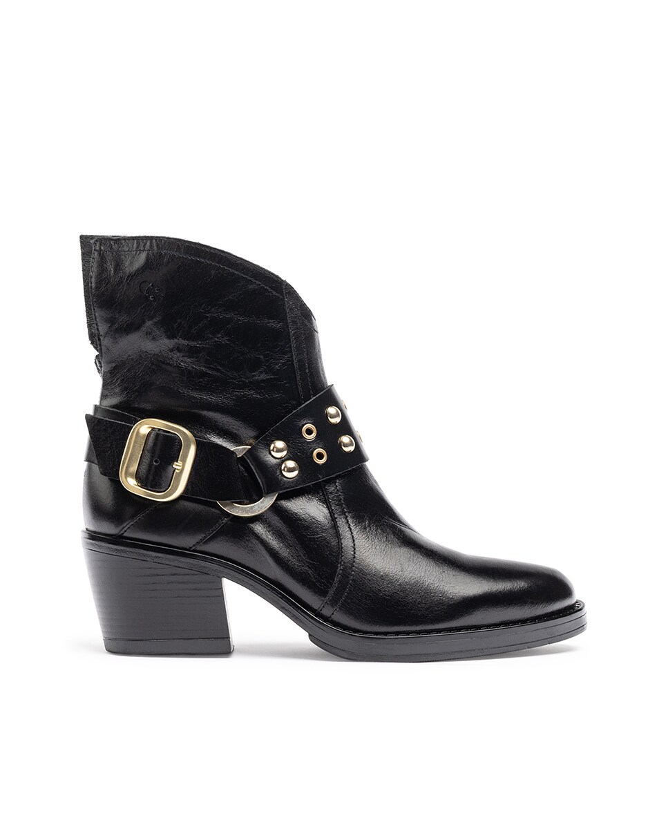 Botins de Salto em Pele Preto-1