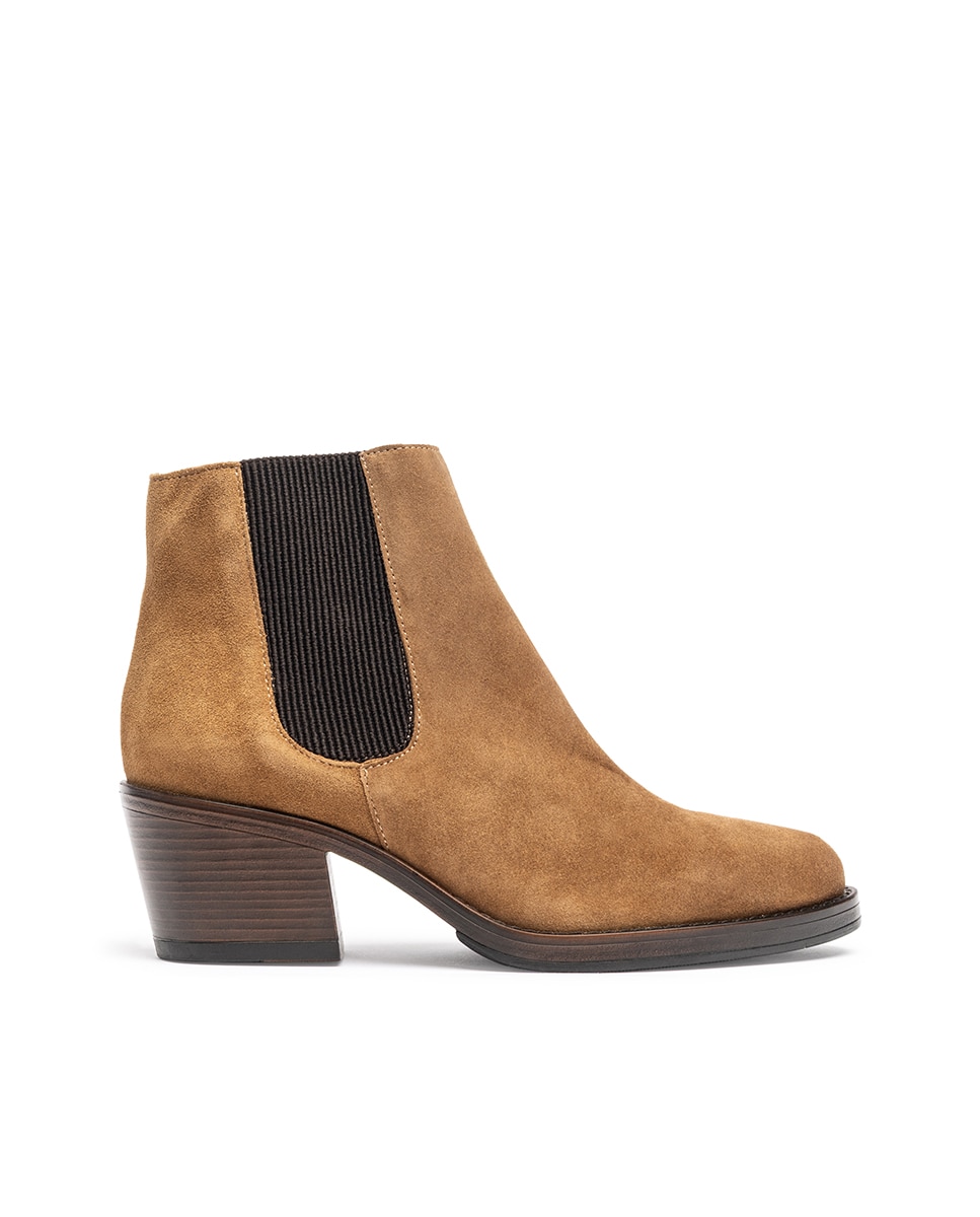 Botins de Salto em Pele Castanho-1