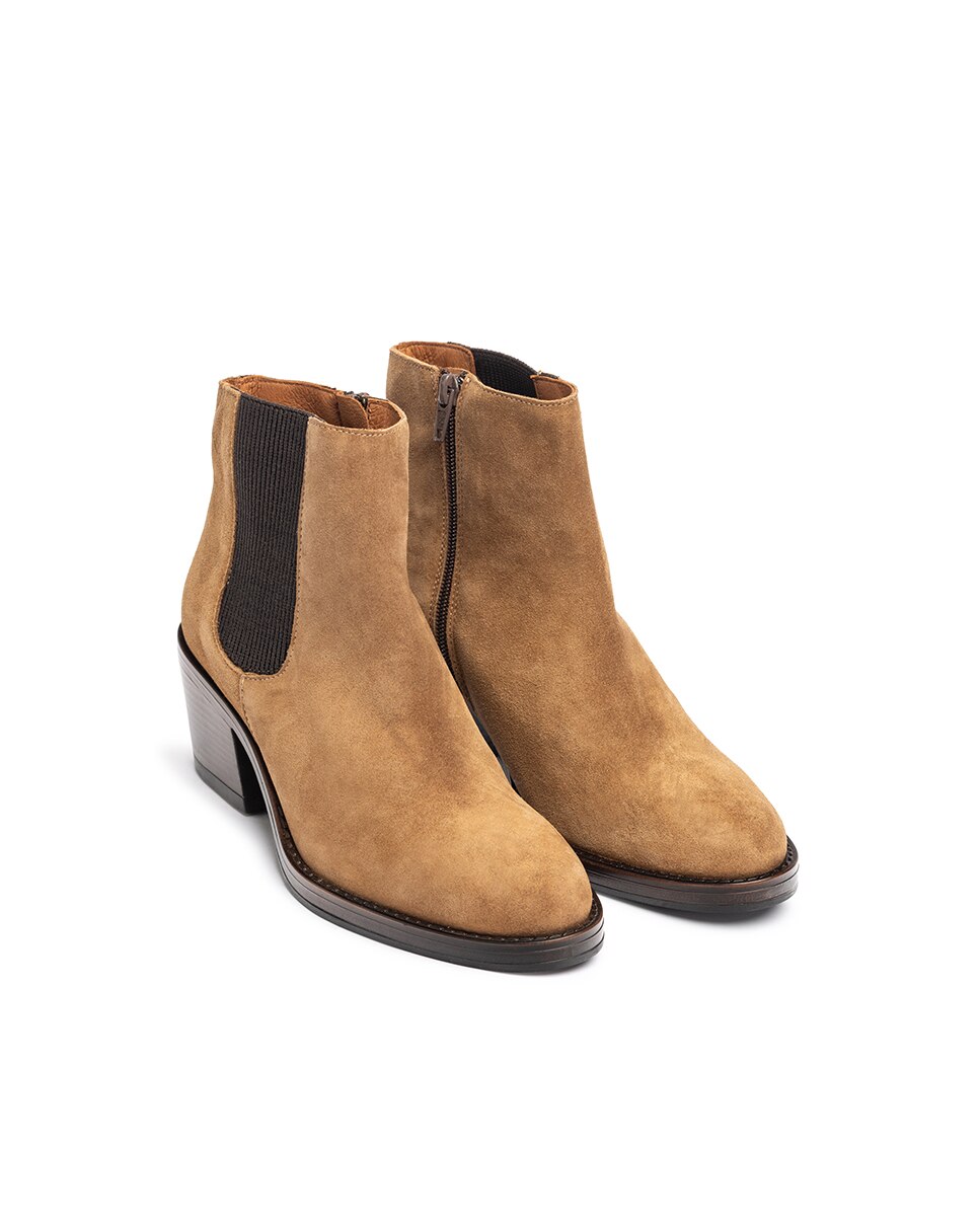 Botins de Salto em Pele Castanho-3