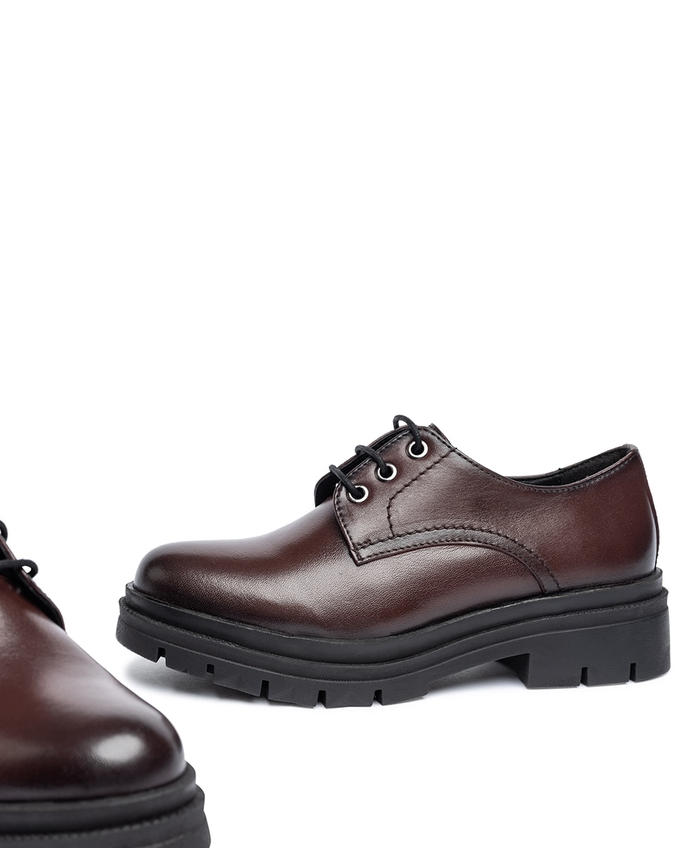 Sapatos Rasos de Pele Bordeaux-5