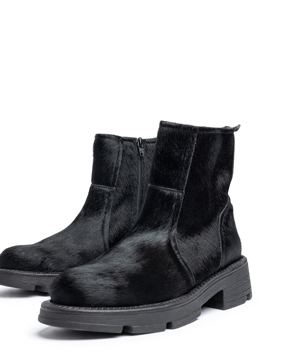Botins Rasos de Pele Preto-5