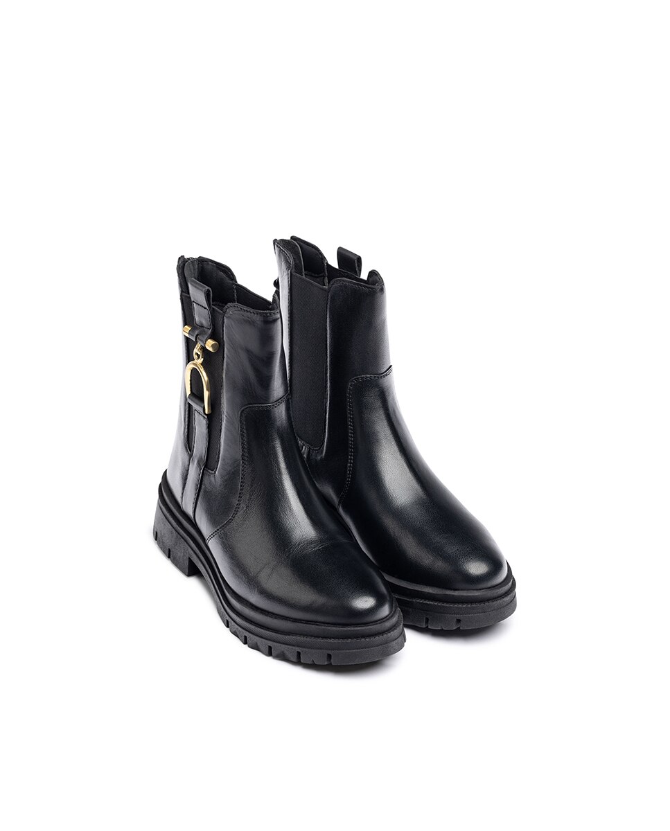 Botins Rasos de Pele Preto-3